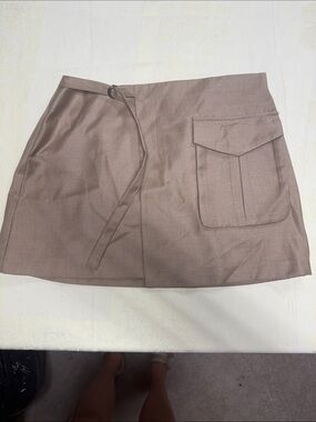 Astr Beige Mini Skirt with Pocket Detail